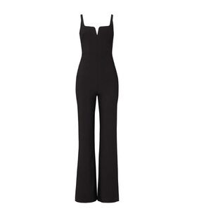 Likely Constance square neck wide leg flare black tank top jumpsuit 0